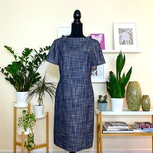 Tory Burch blue tweed boat beck dress